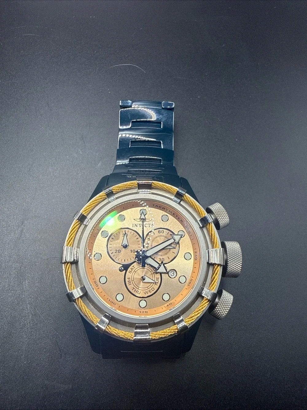 Invicta Bolt Model 15014 Rose Gold Dial Blue Band New Battery